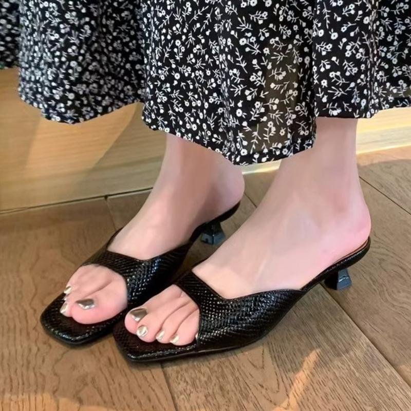 Fashion Women Slippers Square Toe Heeled Sandals Fashion Dress Shoes Woman New Summer 2025 Brand Sexy Pumps Luxury Sandalias De Mujer