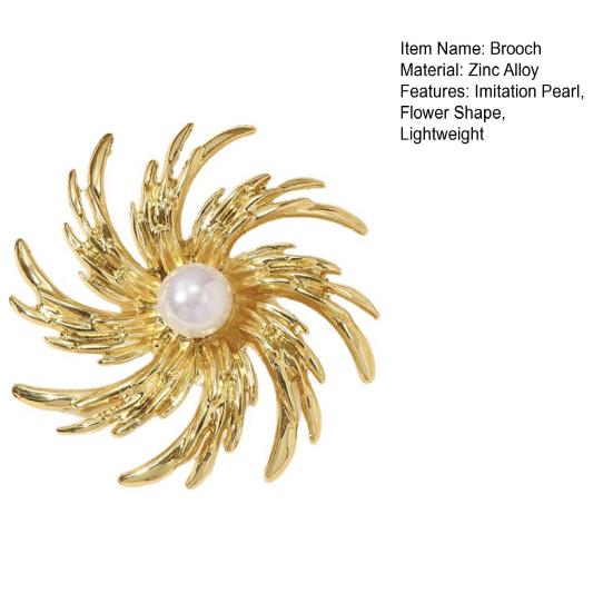Zinklegierung Brosche Anstecknadel Blumenform Reversabzeichen mit Imitationsperle Brosche Kleidung Dekoration