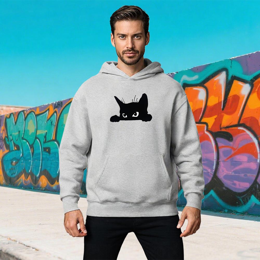 Black Cat Gaze Cartoon Hoodie Anime Printing Cute Sweatshirt Funko Pop Casual Clothing Moletom Kawaii Pullovers Soft Comfortable