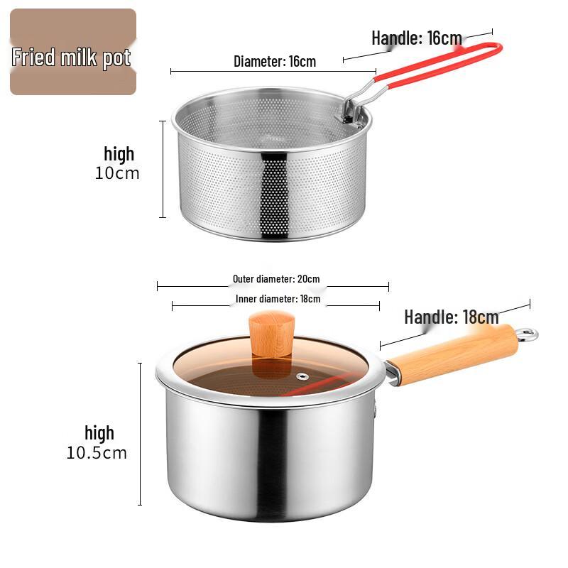 

ZISIZ 304 Stainless Steel Saucepan with Fry Basket