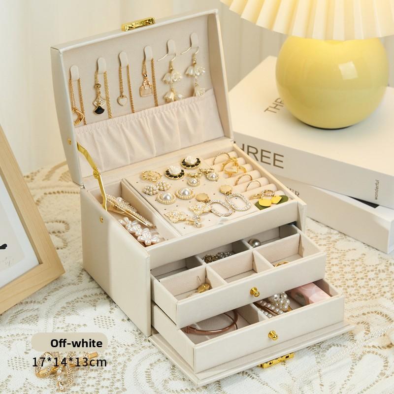 Boîte de Rangement à Bijoux, Haut de Gamme Exquis Multicouche Grande Capacité Boucles d'Oreilles Puces, Boucles d'Oreilles, Bracelets, Bagues, Bijoux.