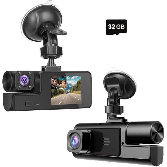 1080P Dual Dash Camera for Car Front and Inside Dashcam Car Security Video Recorder,170°Wide Angle Vehicle Cam,WDR,G-Sensor,2’’ IPS Screen,Loop