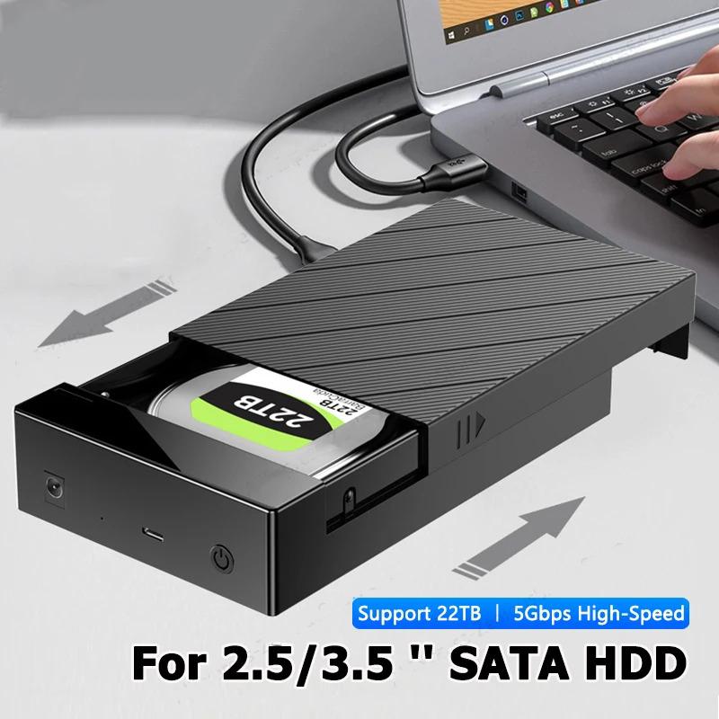 2.5/3.5 Inch HDD Case USB 3.0 To SATA External Hard Drive Support 12TB Hard Drive Enclosure 5Gbps High Speed Adapter for PC Lapop