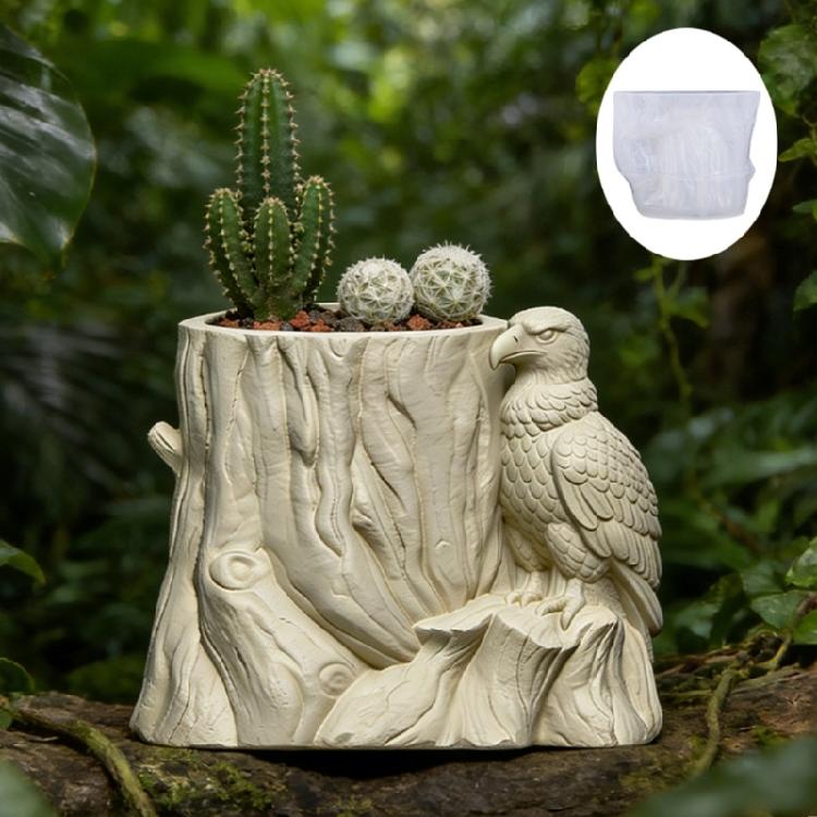 Planter Silicone Mold Flower Pot Concrete Mold Bird Tree Statue Cement Gypsum Mold Flower Vases Epoxy Casting Mold