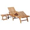 VidaXL Chaise Longue with Table and Cushion Solid Teak Wood 3063034