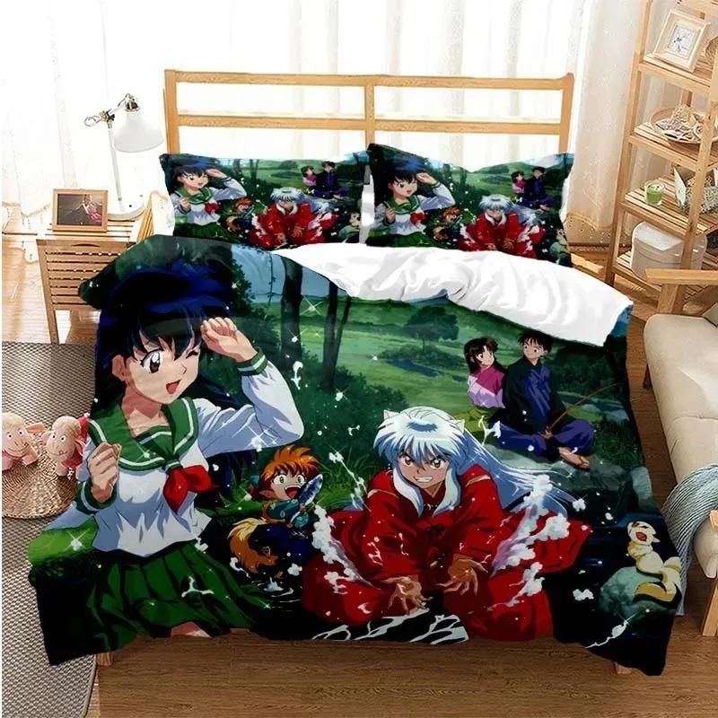 

Comforter 3D Printed Anime Inuyasha Sesshoumaru Bedding Set Double Twin Full Queen King Adult Kids Bedclothes Comforter (quilt)-EU Single(135*200cm)3pcs