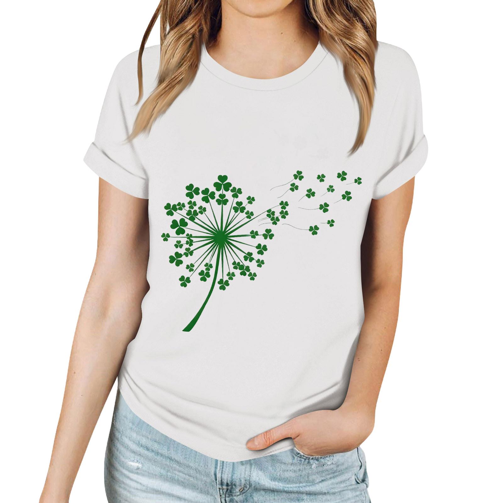 

Женская повседневная футболка с принтом ко Дню Святого Патрика, пуловер с круглым вырезом, топ с короткими рукавами XL белый