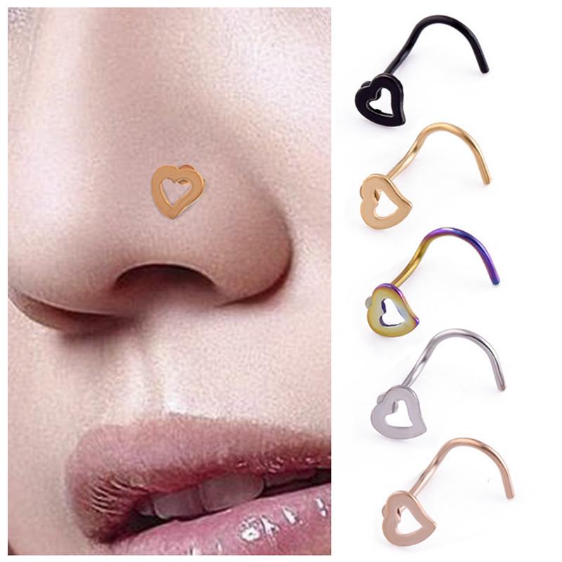 Buy 1pc Metal Heart Nose Stud Nose 