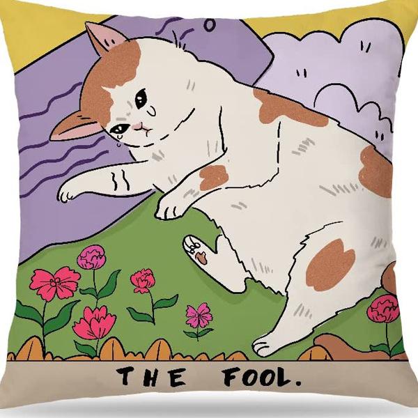 Kitten Gift Pillowcase Cute Pet Printed Linen Pillow Cushion Cover Bedside Living Room