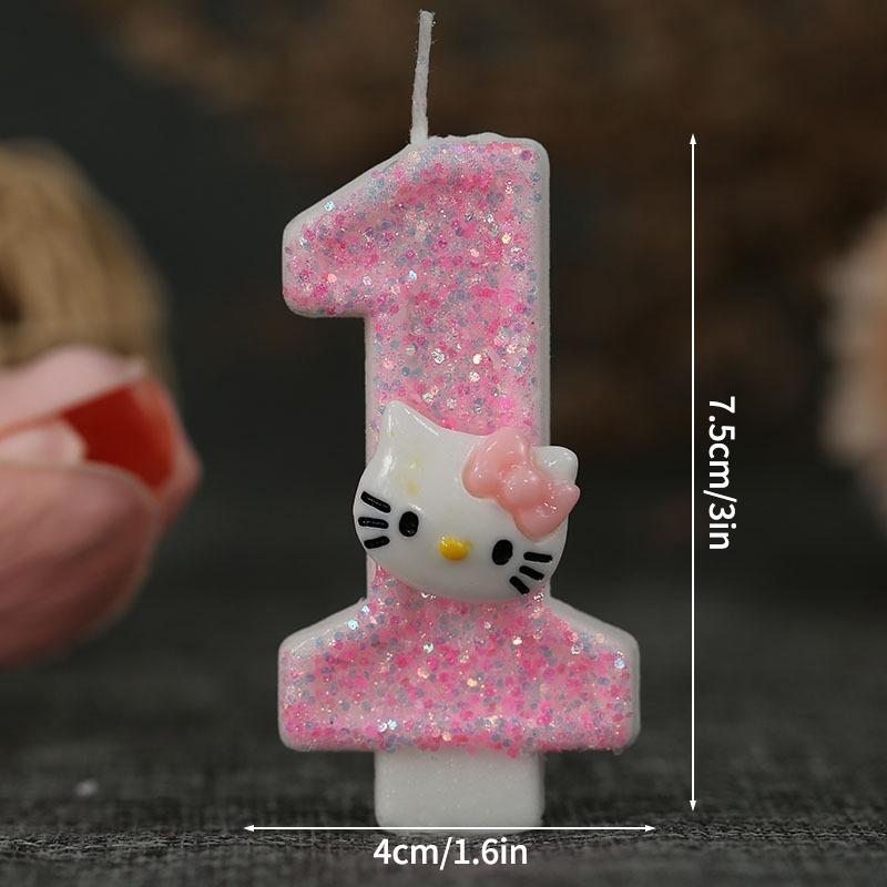 

Cute And Charming Hello Kitty Digital Candle 0-9 Number Birth Date Candles Cartoon Hellokitty Cake Topper Decoration DIY Gifts Supplies