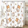 Whimsical Cat Shower Curtain for Home Decor Bathroom Waterproof Fabric Orange Kitty Pattern