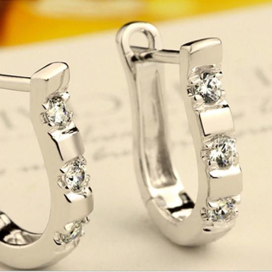 1 Pair Earrings Studs Luxury White Silver Plated Harp White Gemstones Hoop Earrings for Daily Life
