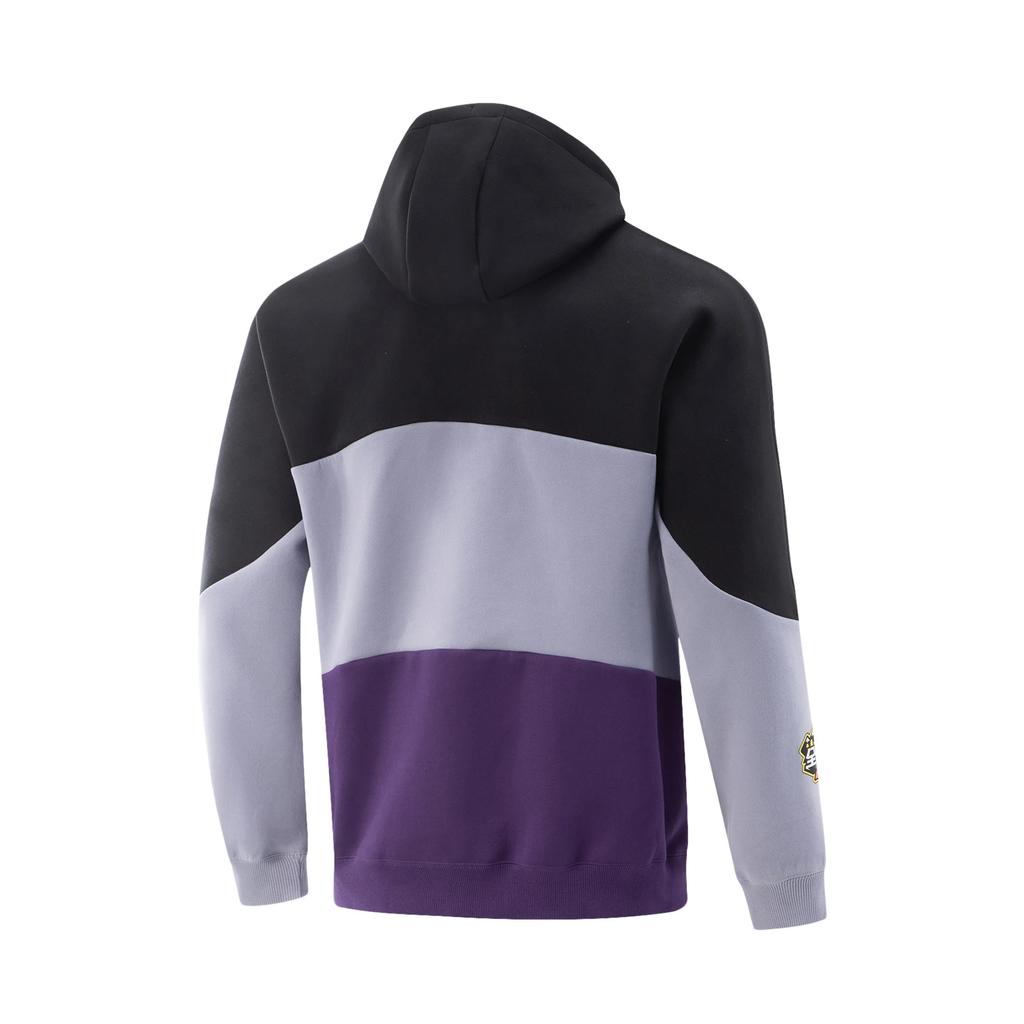 Li Ning CBA All-Star Series Basketball Color Block Hoodie Men Hoodies Black Misty-Gray-Purple AWDVD33-3