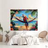 Tropical Parrot Beach Tapestry, Colorful Macaw Hammock Background Cloth, Summer Wall Decor