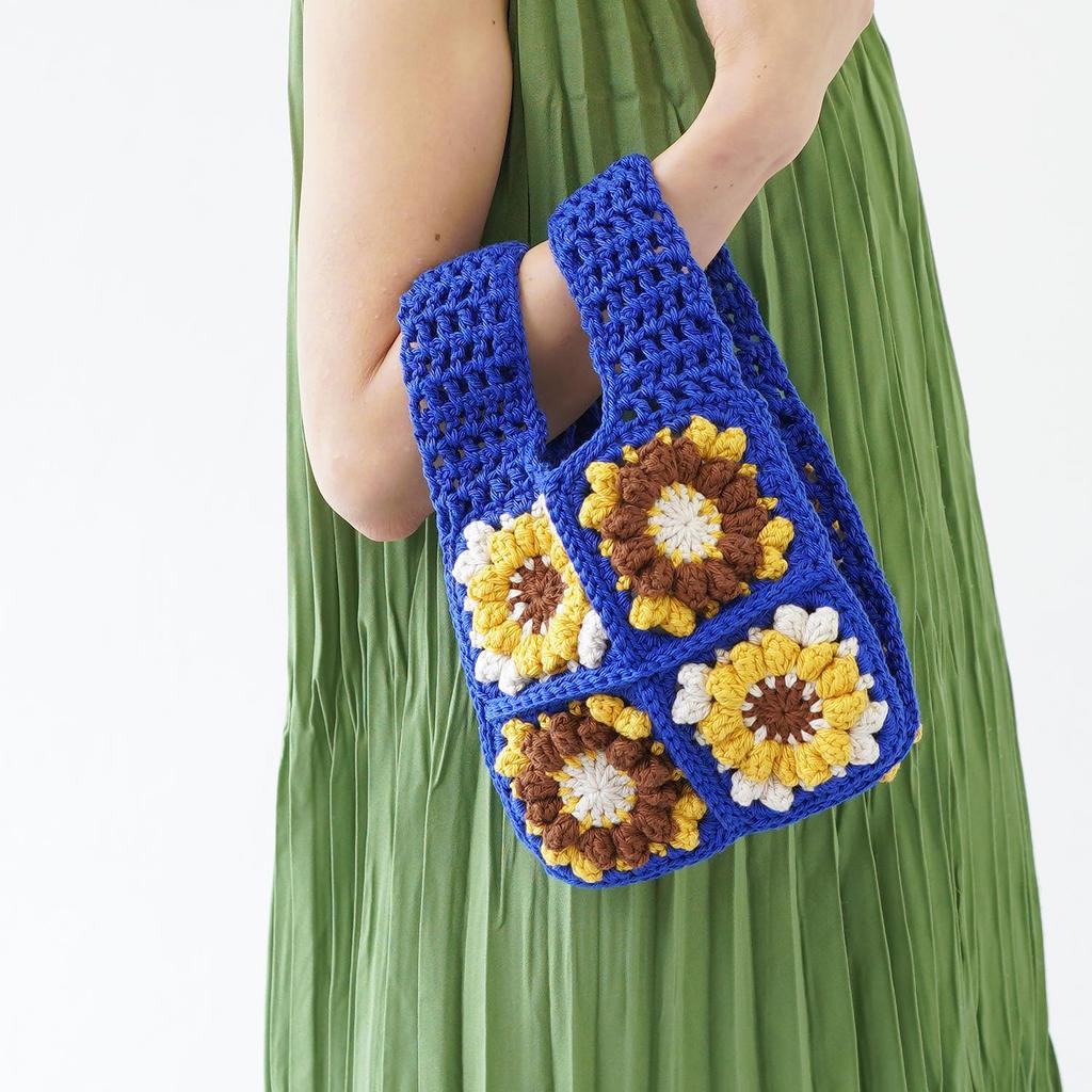 Raw wool itohenlab knitting kit Puff corn motif bag #10-3 (small)