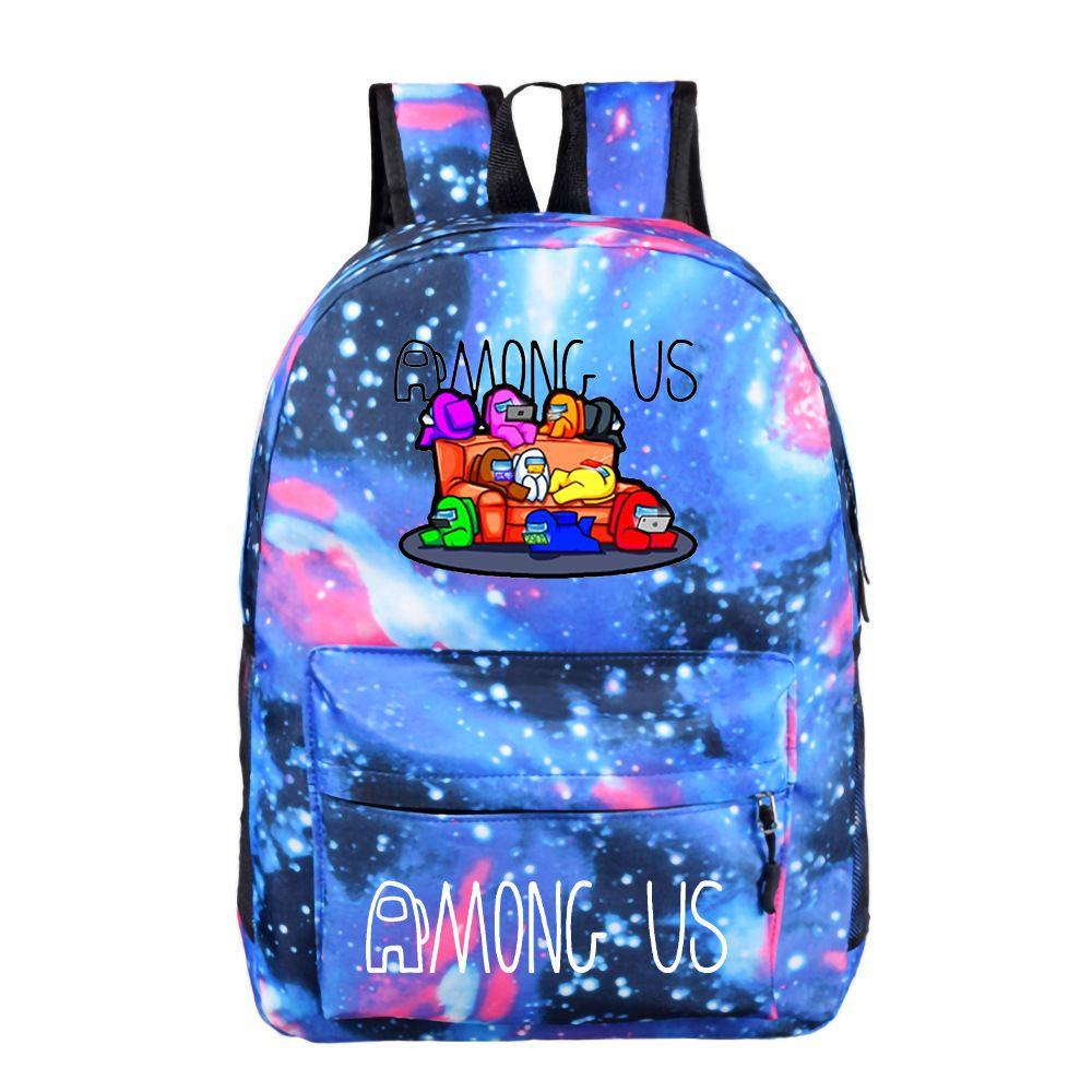 Stylish Among Us Backpack With Starry Background Perfect For Boys And Girls