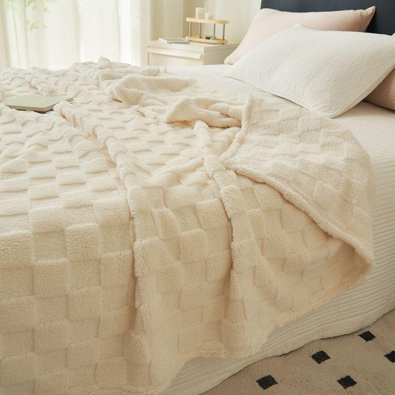 Class A Milk Fleece Blanket Office Nap Blanket Small Blanket Sofa Throw Flannel Waffle Weave Lightweight Air-Conditioning Blanket