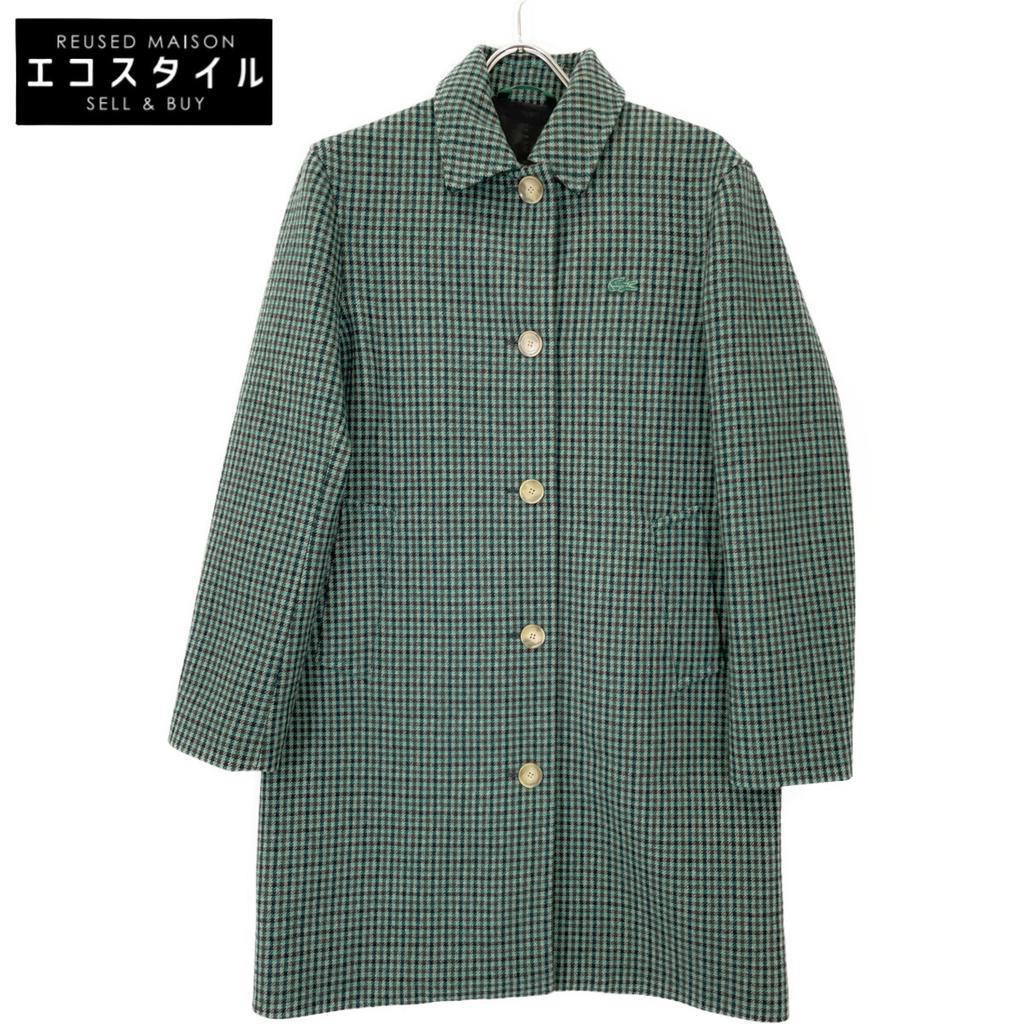 Lacoste BF1111L Classic wool blend soutien collar coat coat 36 greenUsed