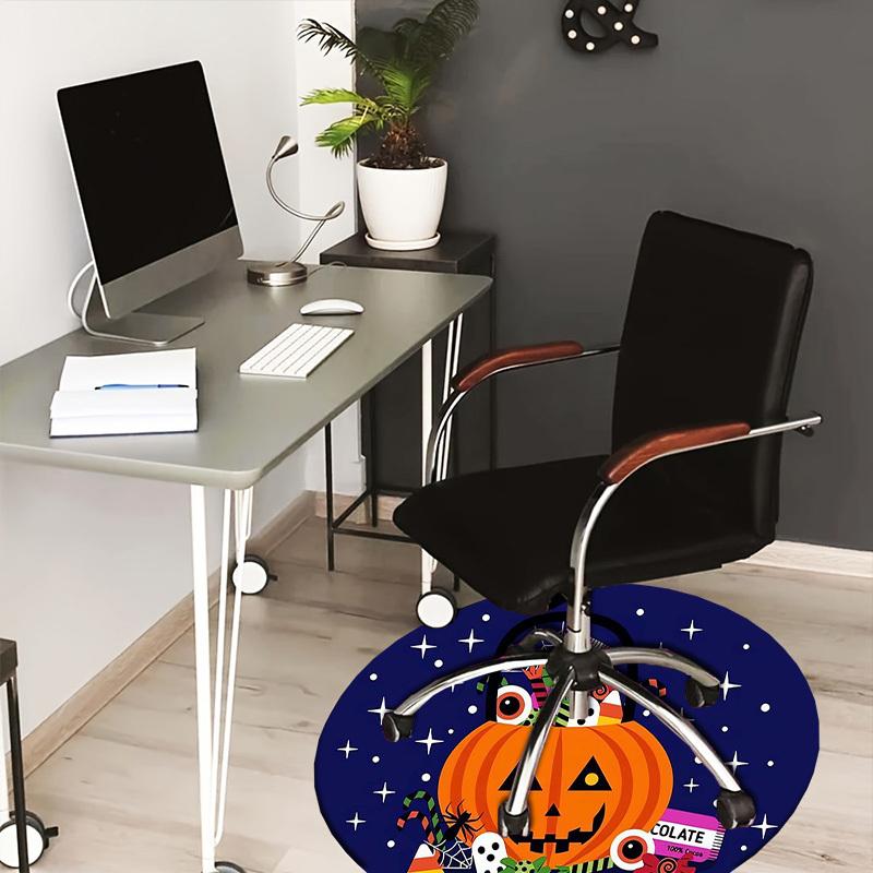 1pc Office Carpet Chair Mats Halloween pumpkin candy night stars Perfect for Decorating Office Chairs, Living Rooms, Or Bedrooms