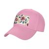 Cottagecore vintage floral roses pattern deep rose and beige colorful painting Baseball Cap Hood Rave Hip Hop GirlS Hats Unisexs
