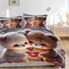 3pcs Anime Teddy Bear Bedding Set - Includes One Quilt Cover and Two Pillowcases (No Core) - Polyester Fabric, Perfect for Bedroom and Guest