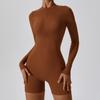 Open Collar Zipper Long Sleeved Jumpsuit, Dance Fitness Jumpsuit, Sexy Tight Yoga Suit For Women