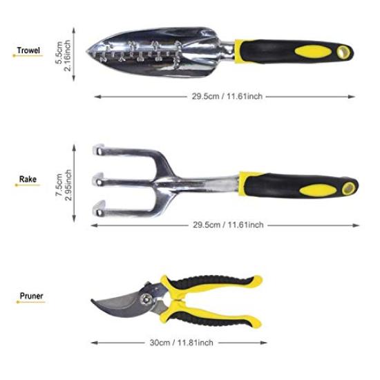 gardening tool including a stainless steel hand transplanting pruning garden and a seed with a storage tote Perfect for and and 13-piece set, shovel,