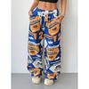 Pantaloni Larghi da Donna a Vita Media con Coulisse, Stampa Graffiti Hip Hop, Pantaloni Casual Larghi con Tasche Laterali