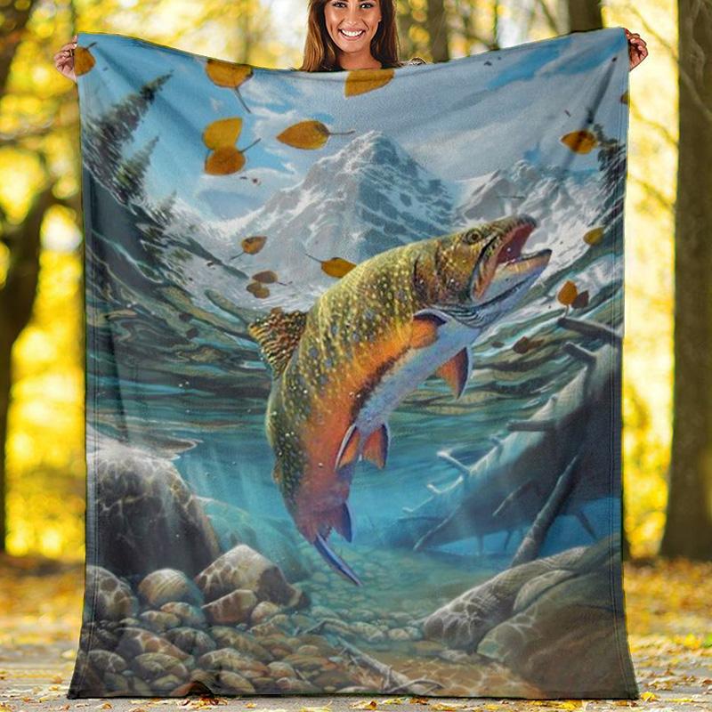 Orca Whale Jumping Ocean Scene Fleece Printed Flannel Blanket, Warm Soft Throw Sofa Bed Blanket