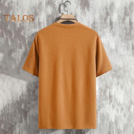 Men's Waffle V-Neck T-Shirt Solid Color Casual Tee Shirt Summer Short-Sleeved Pullover Top for Daily Outings Home Gym Street Wear