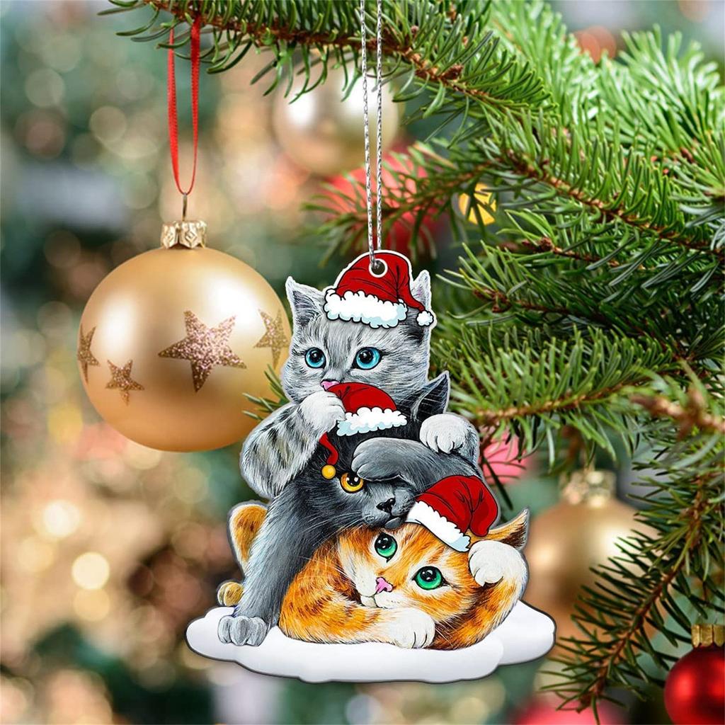 Ornamento Di Natale 2024 Gatto Nero In Ceramica - Decorazione Per Albero Con Cordino Dorato, Diametro 7,9 Cm, Regalo Per Amanti Dei Gatti
