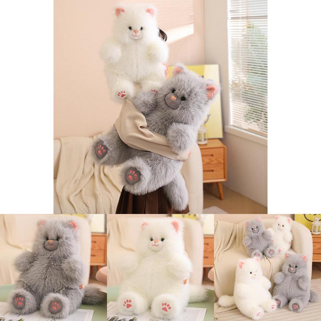Adorable Long Haired Cat Plush Doll Soft Stuffed Animal Toy For Girls Birthday Gift
