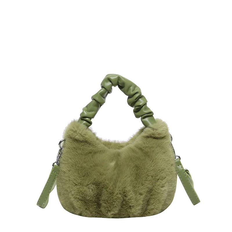 Herbst und Winter neue hübsche kleine einzigartige tragbare Umhängetasche süße Wolkenfelltasche