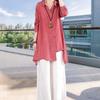 Women Shirt Lapel Long Sleeve Single Breasted Shirt Tops Irregular Hem Solid Color Mid-length Leisure Shirt