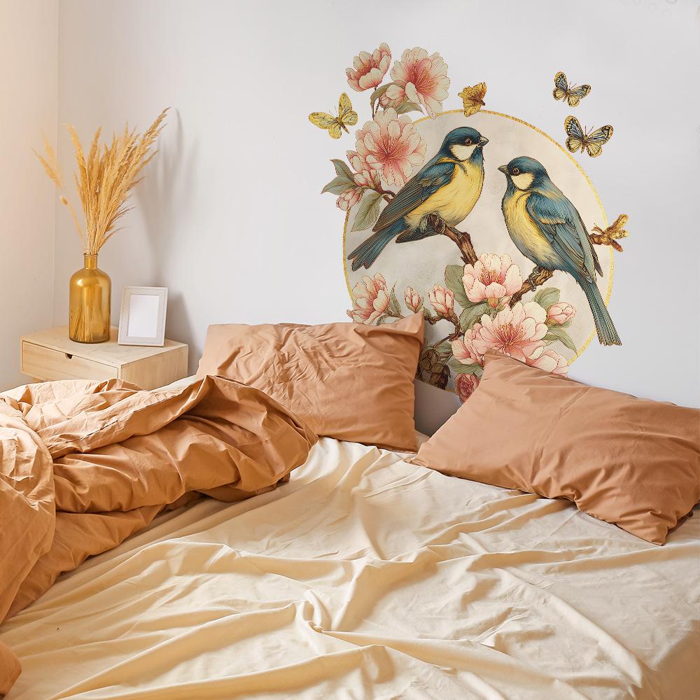 New Chinese-style Flower, Bird, Butterfly Study, Entrance Hall Home Decoration and Beautification Stickers