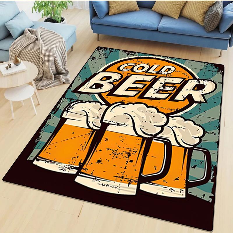 1Pc Beer Print Rug - Home Decoration Carpet For Living Room Bedroom Flooring Computer Chair Area Rug
