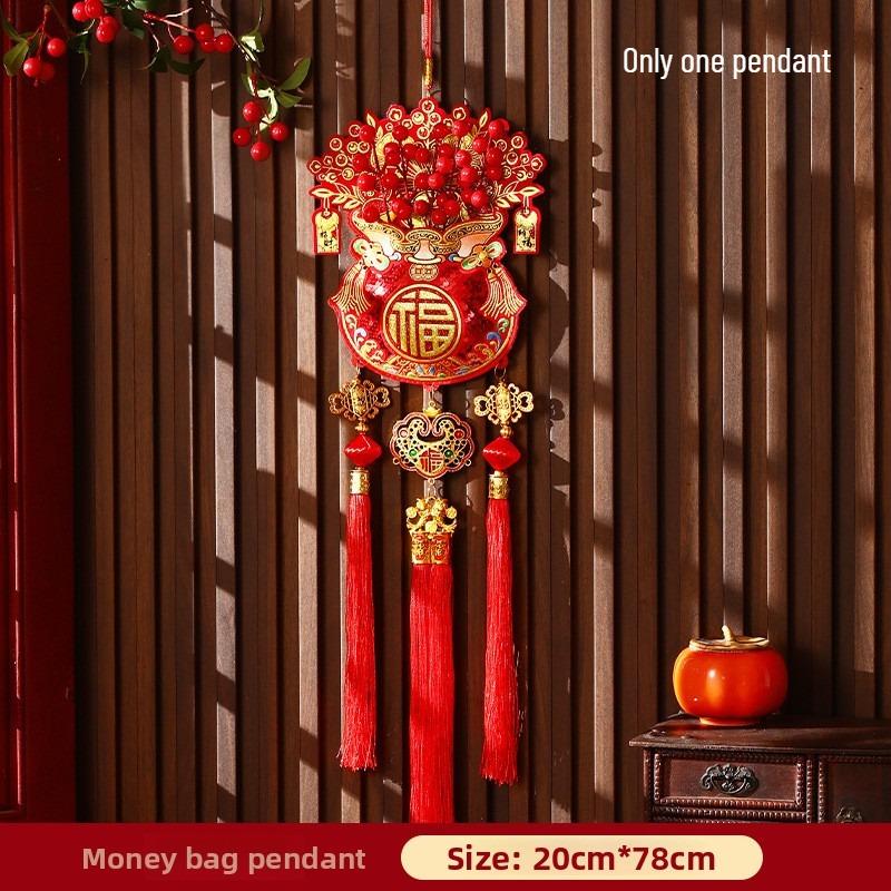 1pcs New Year Red Fruit Lucky Bag Hanging String Horse Year Hanging Decor for Living Room Home Spring Festival Decorations