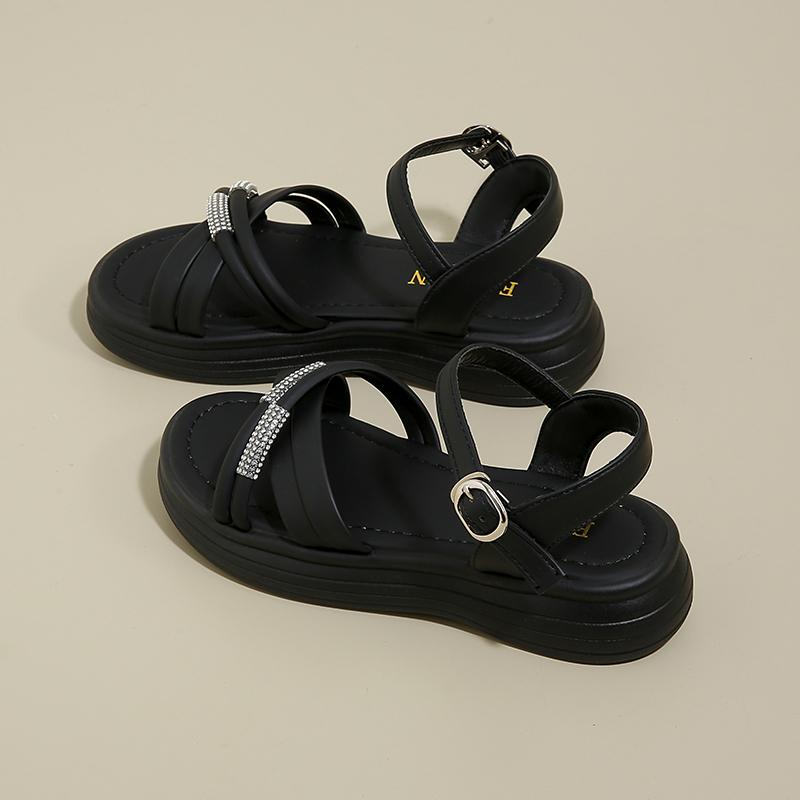 Flip Flops Platform Clogs Wedge Med Buckle Strap Female Sandal 2025 Women's Ladies Shoes Summer Soft All-Match Sandals
