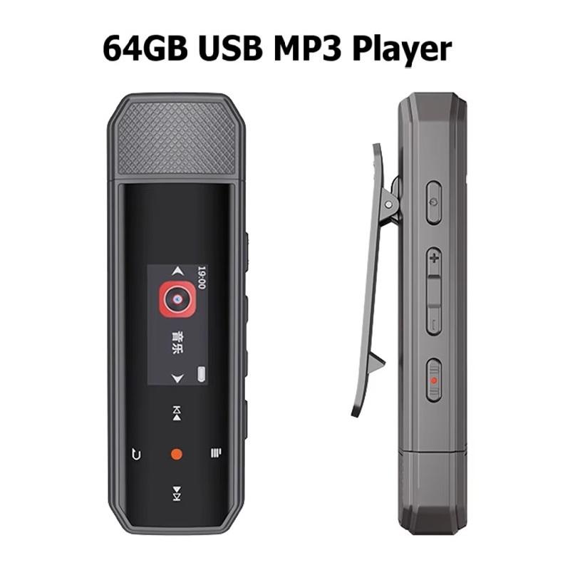 X80 USB MP3 Player Mini 64GB Touch Key Bluetooth 5.3 Sports Clip Music Player Support FM Radio Recorder E-Book Pedometer
