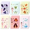 6 Sheets/Pack Beautiful Girl Dress Up Puzzle Sticker Anime Cartoon Collage Girl Handmade Diy Sticker