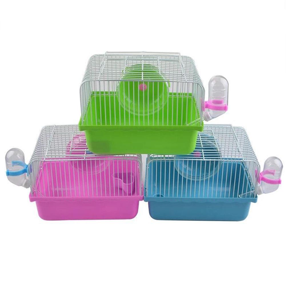Portable Single Layer Villa Cage with Running Wheel Water Fountain for Pet Syrian Hamster