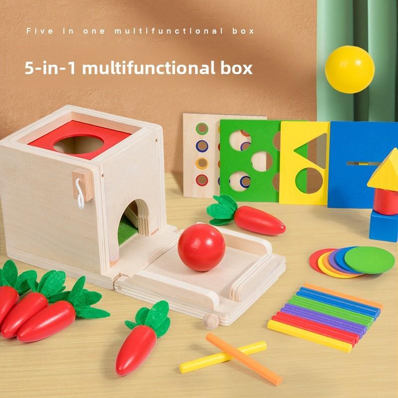 Wooden Educational Goal Box With Multifunction Insert Stick For Toddler Learning And Play