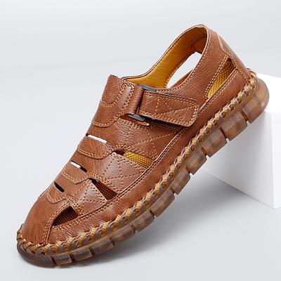 FashionMen Genuine Leather Shoes Hollow Out Men's Sandals Durable Handmade Stitching Summer Flats Non Slip Outdoor Male Beach Footwear