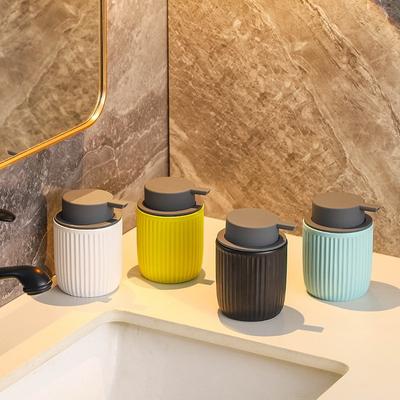 Modern Striped Ceramic Lotion Bottle Press-type Soap Dispenser Shampoo and Shower Gel Refill Bottle 320ml Bathroom Accessory