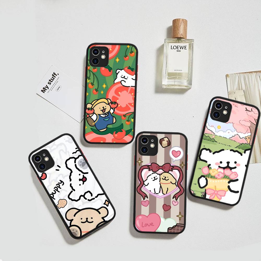Maltese Cute Line Puppy Dog For IPhone 15 16 Pro Max 11 12 13 14 XS XR X Plus 16E Matte Translucent Phone Cover