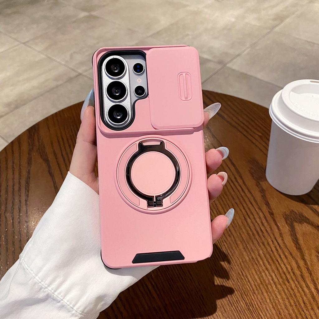 360 Rotating Magnetic Ring Holder Case for Samsung S26 Ultra S25 S24 S23 S22 Shockproof For Magsafe Camera Sliding Window Cover