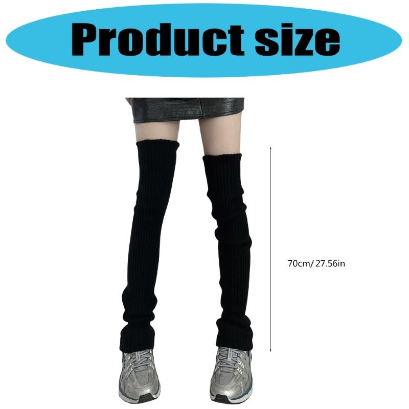 Women Color Knit Long Socks Subcultures Leg Warmers Winter Warm Ankle Heap Socks Thigh High Stocking Harajuku Boot Socks