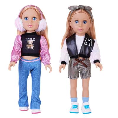 Spielzeugpuppe Weiches Waschbares PVC Blondes Mädchen 18" Babypuppe für Kinder 18" Bespielbares Spielzeug mit Outfit-Set