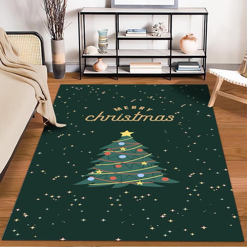 Christmas Tree with Stars Design Rug Non-slip rug suitable for living room and bedroom sofas