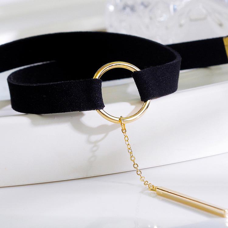 Korean black rope choker Internet celebrity necklace women's collar collarbone neck chain black neck chain neck jewelry neck strap hanging neck